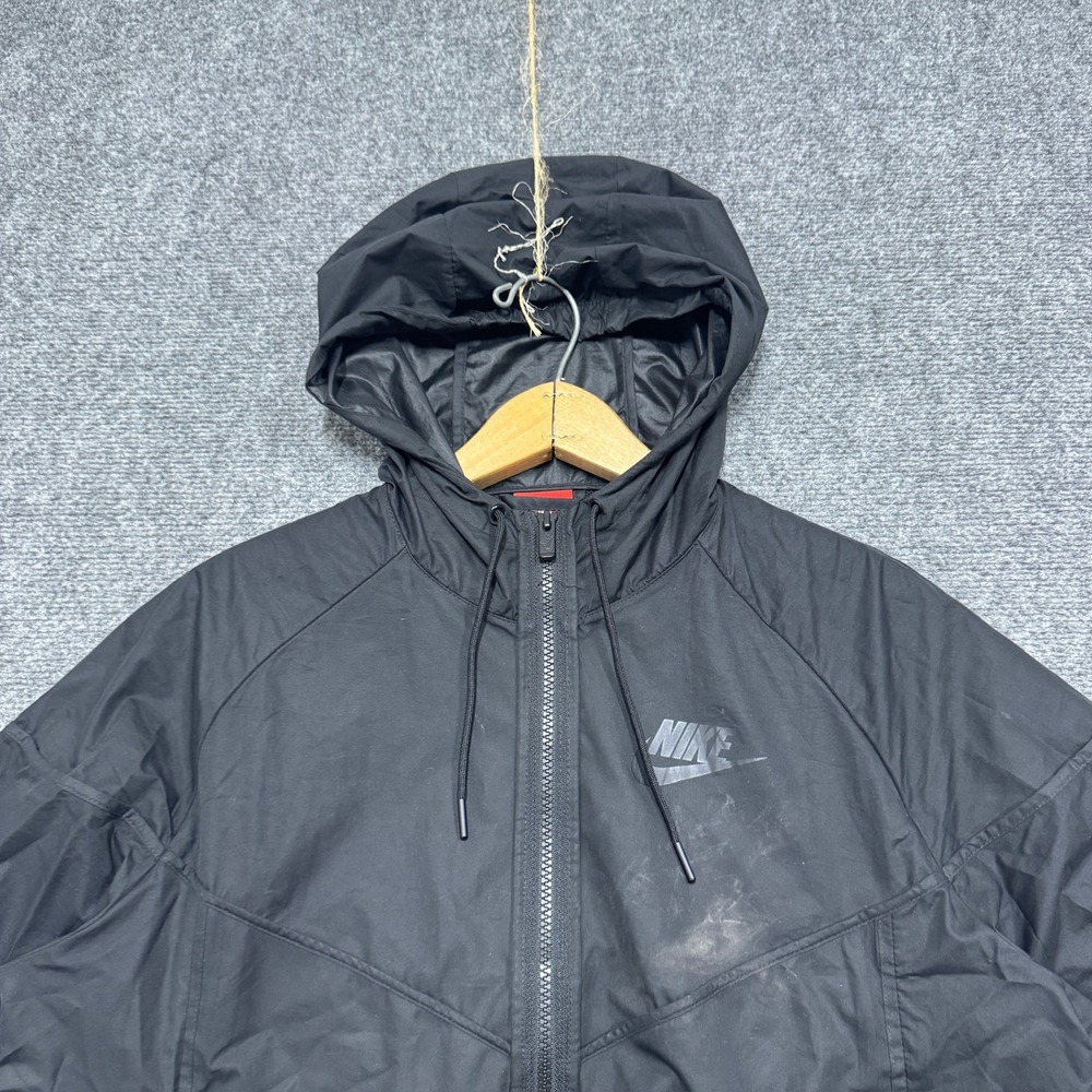 Nike Jacket Women's Medium Full Zip‎ Stained Windbreaker Activewear Black - Picture 8 of 14